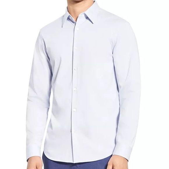 THEORY Men’s Sylvain Button Down Structure Knit Shirt Blue Size M L